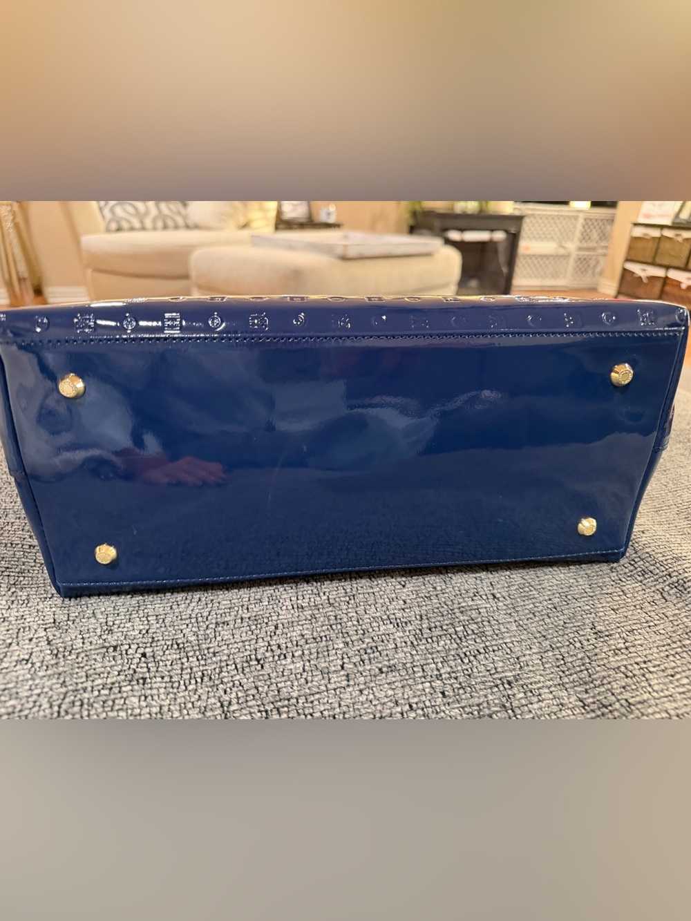 Arcadia Navy Patent Tote with Red-Trim Handles NWT - Picture 6 of 15